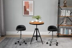 Lot de 2 tabourets de travail massage réglables - dossier ergonomique - acier chromé PU noir