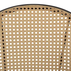 Lot de 2 tabourets d'ilot assise tissu noir dossier effet cannage