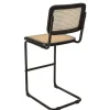 Lot de 2 tabourets d'ilot bois noir/rotin naturel pieds métal