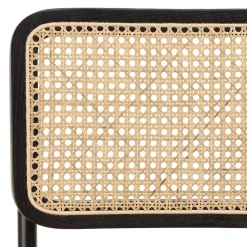 Lot de 2 tabourets d'ilot bois noir/rotin naturel pieds métal