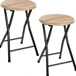 Lot de 2 Tabourets pliants en métal et MDF