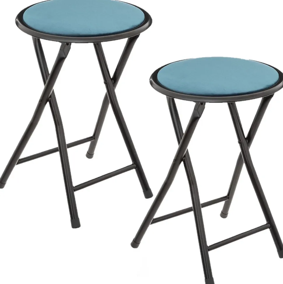 Lot de 2 Tabourets pliants avec effet velours
