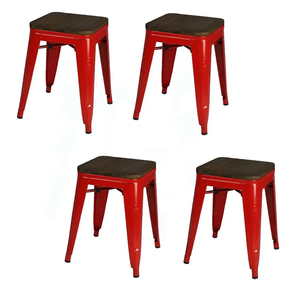 Lot de 4 tabourets vintage Liv H46 cm - Rouge