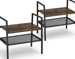 Lot de 2 étagère de Rangement à 2 Niveaux, étagère à échelle Empilable à Style Industriel pour Salon, 54 x 32 x 52 cm