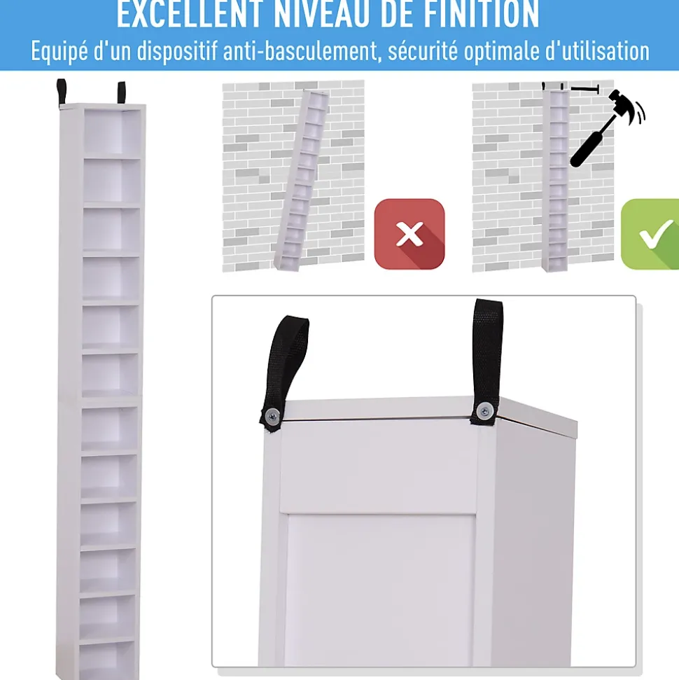 Lot de 2 étagères colonnes rangement CD-DVD 6 + 6 compartiments dim. 21 x 19 x 88 cm max. 204 CD
