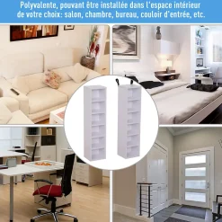 Lot de 2 étagères colonnes rangement CD-DVD 6 + 6 compartiments dim. 21 x 19 x 88 cm max. 204 CD