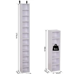 Lot de 2 étagères colonnes rangement CD-DVD 6 + 6 compartiments dim. 21 x 19 x 88 cm max. 204 CD