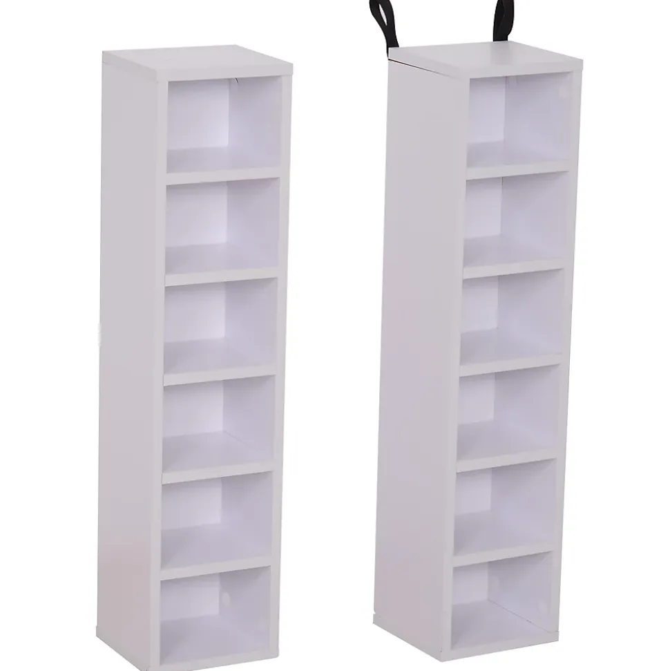 Lot de 2 étagères colonnes rangement CD-DVD 6 + 6 compartiments dim. 21 x 19 x 88 cm max. 204 CD
