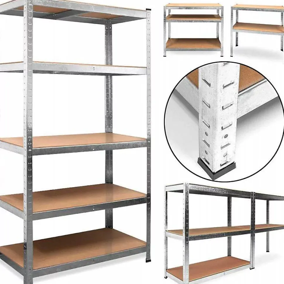Lot de 2 étagères de rayonnage modulables en métal, 5 étages, 175kg/par étagère