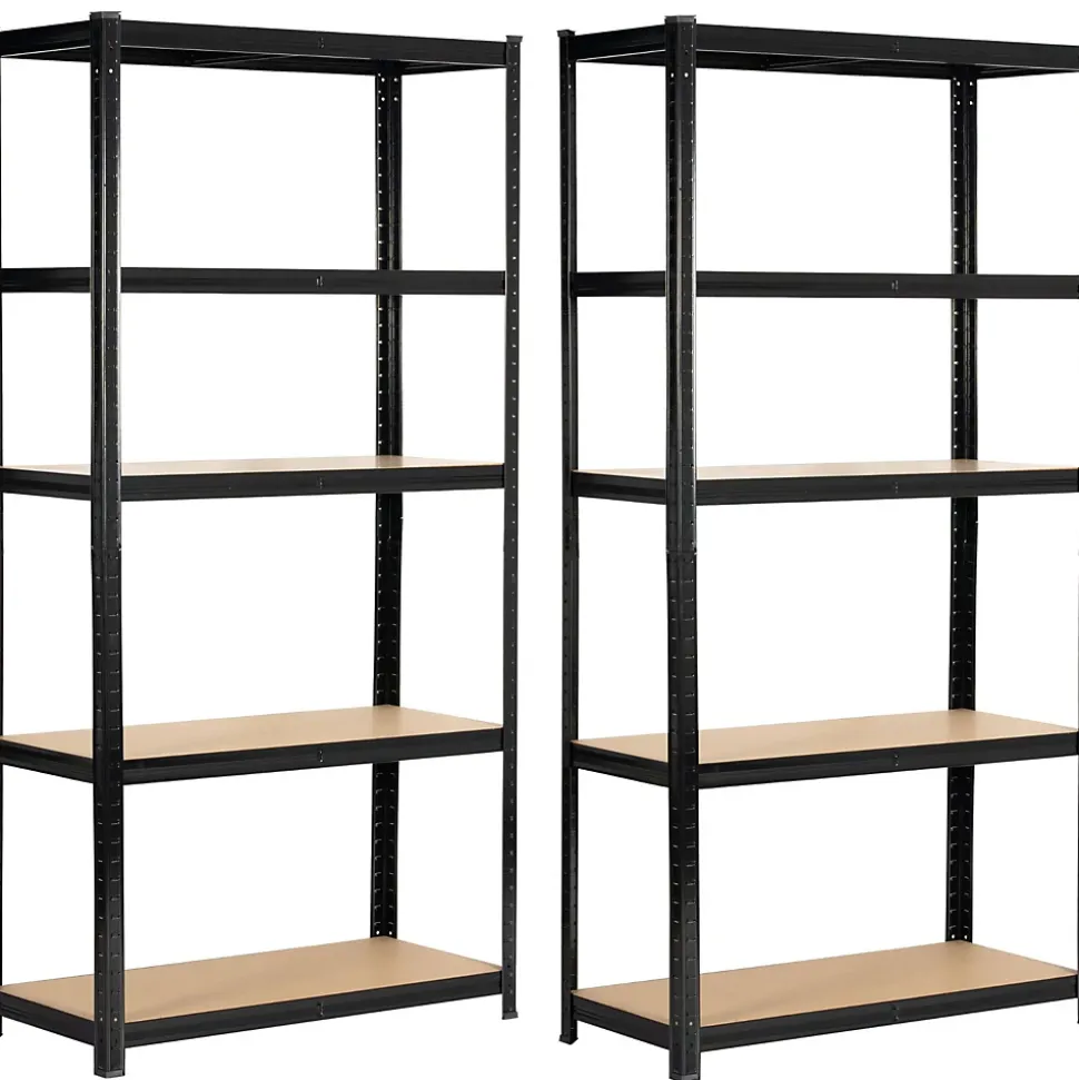 Lot de 2 étagères modulables 90 cm acier noirci charge maximale 875kg - L90xP40xH180 cm