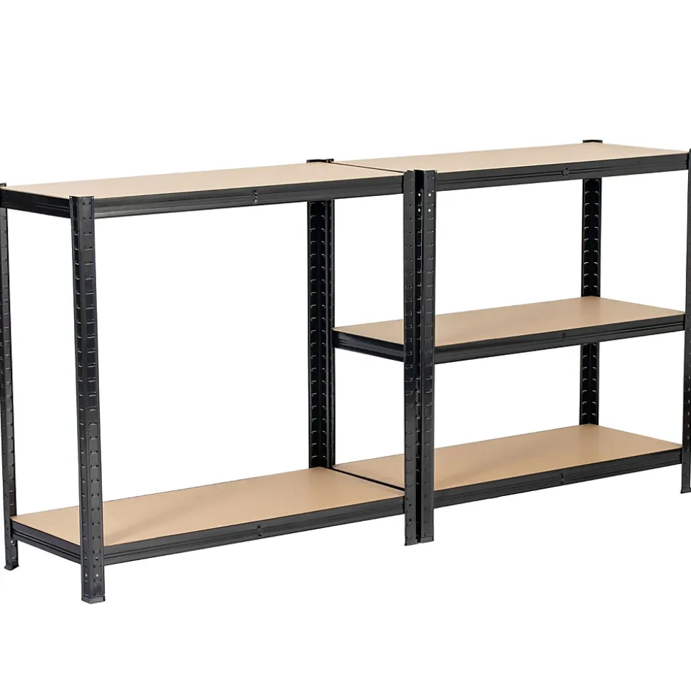 Lot de 2 étagères modulables 90 cm acier noirci charge maximale 875kg - L90xP40xH180 cm