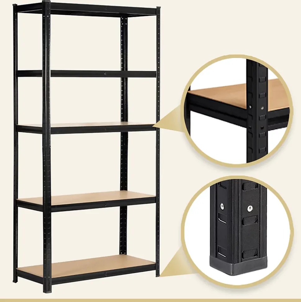 Lot de 2 étagères modulables 90 cm acier noirci charge maximale 875kg - L90xP40xH180 cm