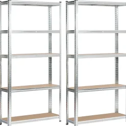 Lot de 2 étagères modulables 90 cm acier galvanisé charge maximale 875kg - L90xP30xH180 cm