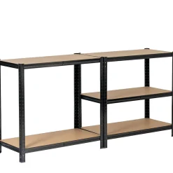 Lot de 2 étagères modulables 90 cm acier noirci charge maximale 875kg - L90xP30xH180 cm