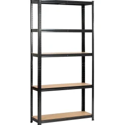 Lot de 2 étagères modulables 90 cm acier noirci charge maximale 875kg - L90xP30xH180 cm