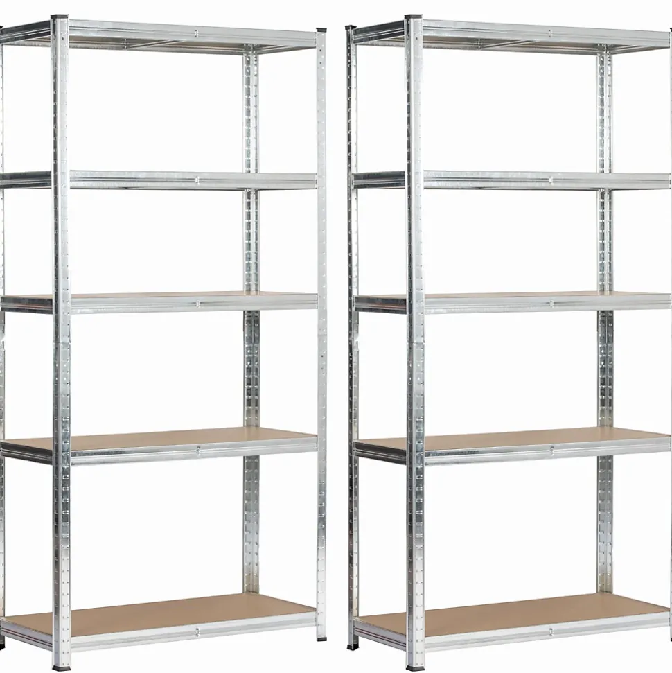 Lot de 2 étagères modulables 90 cm acier galvanisé charge maximale 875kg - L90xP40xH180 cm