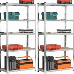 Lot de 2 étagères modulables 90 cm acier galvanisé charge maximale 875kg - L90xP40xH180 cm