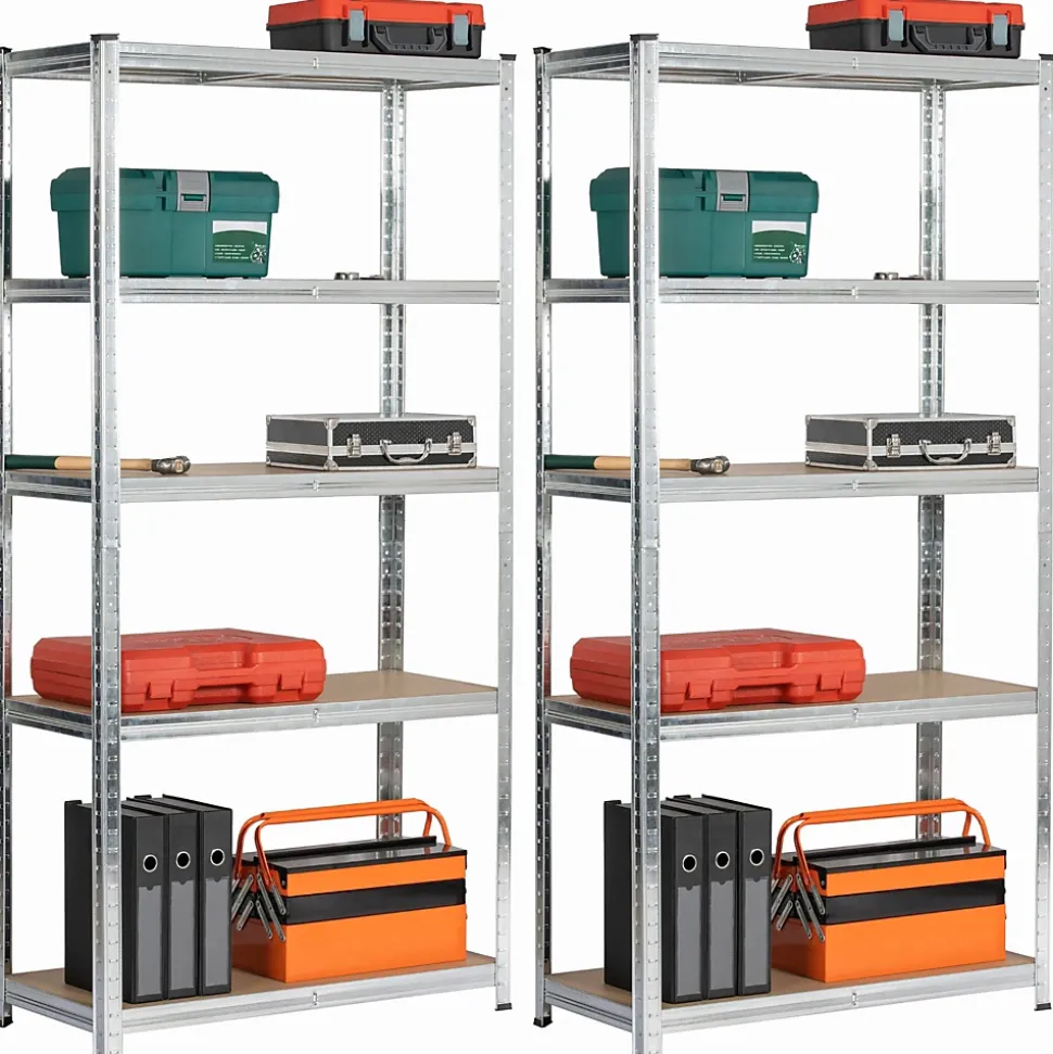 Lot de 2 étagères modulables 90 cm acier galvanisé charge maximale 875kg - L90xP40xH180 cm