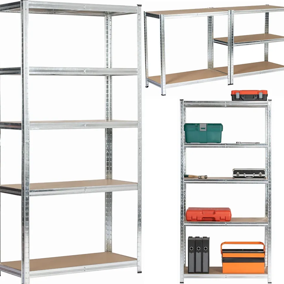 Lot de 2 étagères modulables 90 cm acier galvanisé charge maximale 875kg - L90xP40xH180 cm