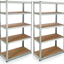 Lot de 2 étagères modulables charges lourdes en métal 10 plateaux
