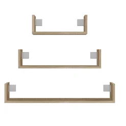 Lot de 3 étagères murales - 80/60/40 cm - Etagère livres à suspendre-MOBBI