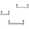 Lot de 3 étagères murales LILY bois et métal design industriel