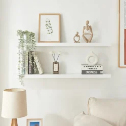 Lot de 2 étagères murales Stranda 100 x 20 x 4 cm blanc en.casa
