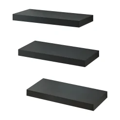 Lot de 3 étagères murales Stranda 38 x 17 x 4 cm noir en.casa