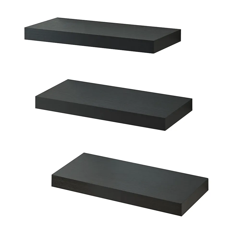 Lot de 3 étagères murales Stranda 38 x 17 x 4 cm noir en.casa