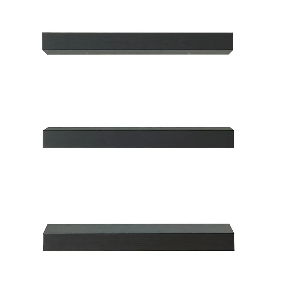 Lot de 3 étagères murales Stranda 38 x 17 x 4 cm noir en.casa