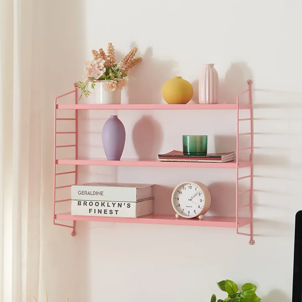 Lot de 2 étagères murales Strängnäs acier 50 x 60 x 15 cm rose en.casa