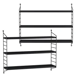 Lot de 2 étagères murales Strängnäs acier 50 x 60 x 15 cm noir en.casa