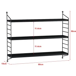 Lot de 2 étagères murales Strängnäs acier 50 x 60 x 15 cm noir en.casa