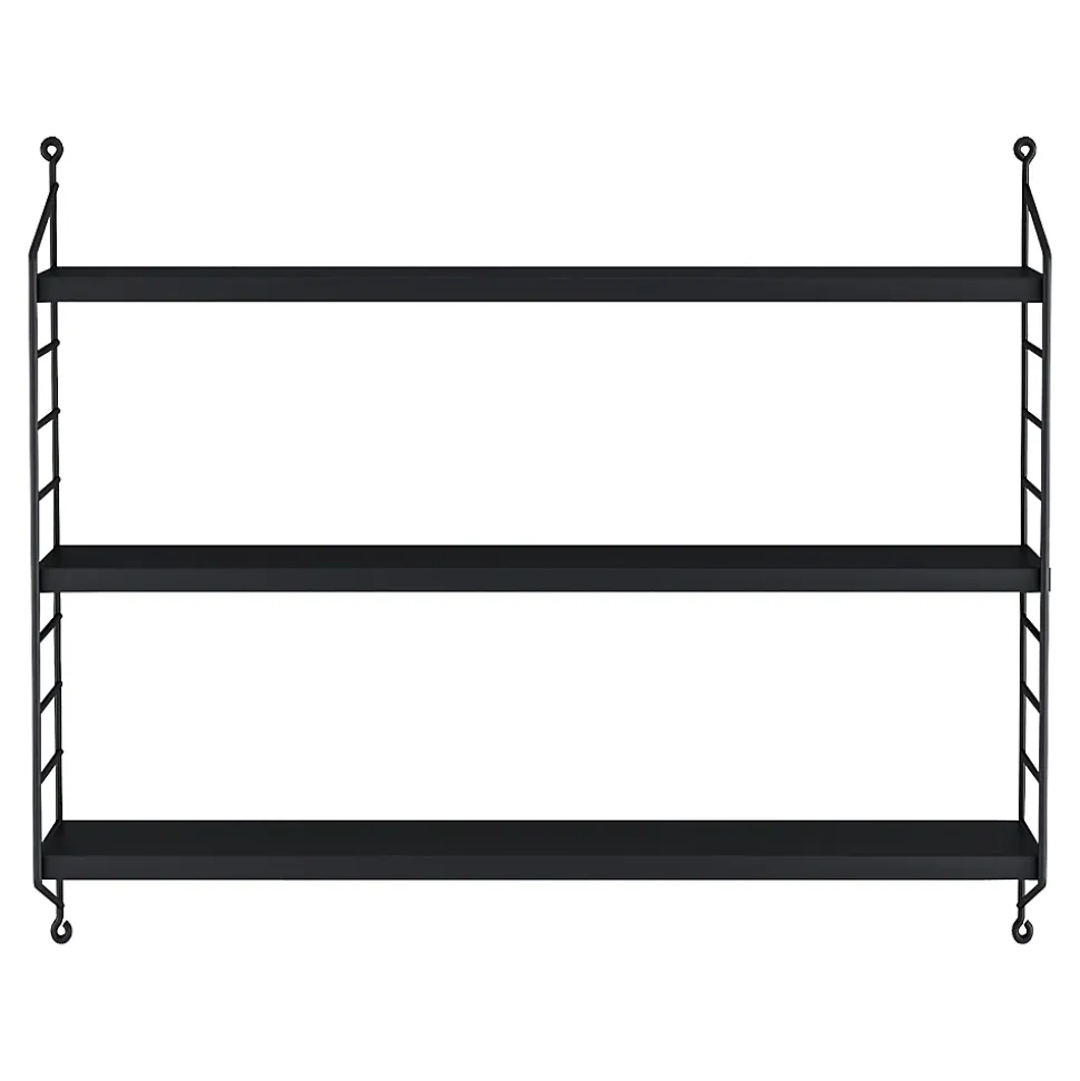 Lot de 3 étagères murales Strängnäs acier 50 x 60 x 15 cm noir en.casa