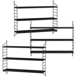 Lot de 3 étagères murales Strängnäs acier 50 x 60 x 15 cm noir en.casa