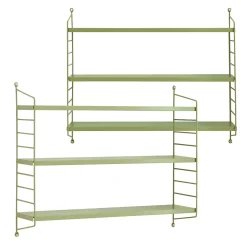 Lot de 2 étagères murales Strängnäs acier 50 x 60 x 15 cm olive en.casa
