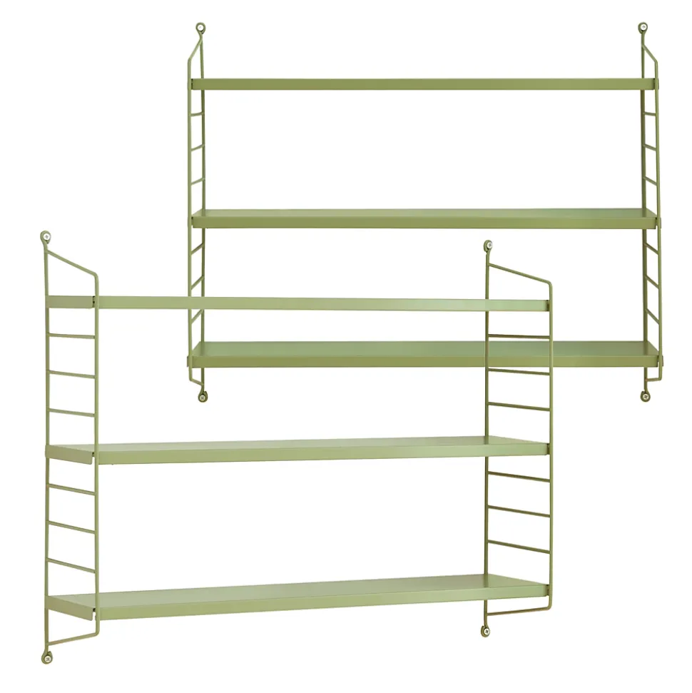 Lot de 2 étagères murales Strängnäs acier 50 x 60 x 15 cm olive en.casa