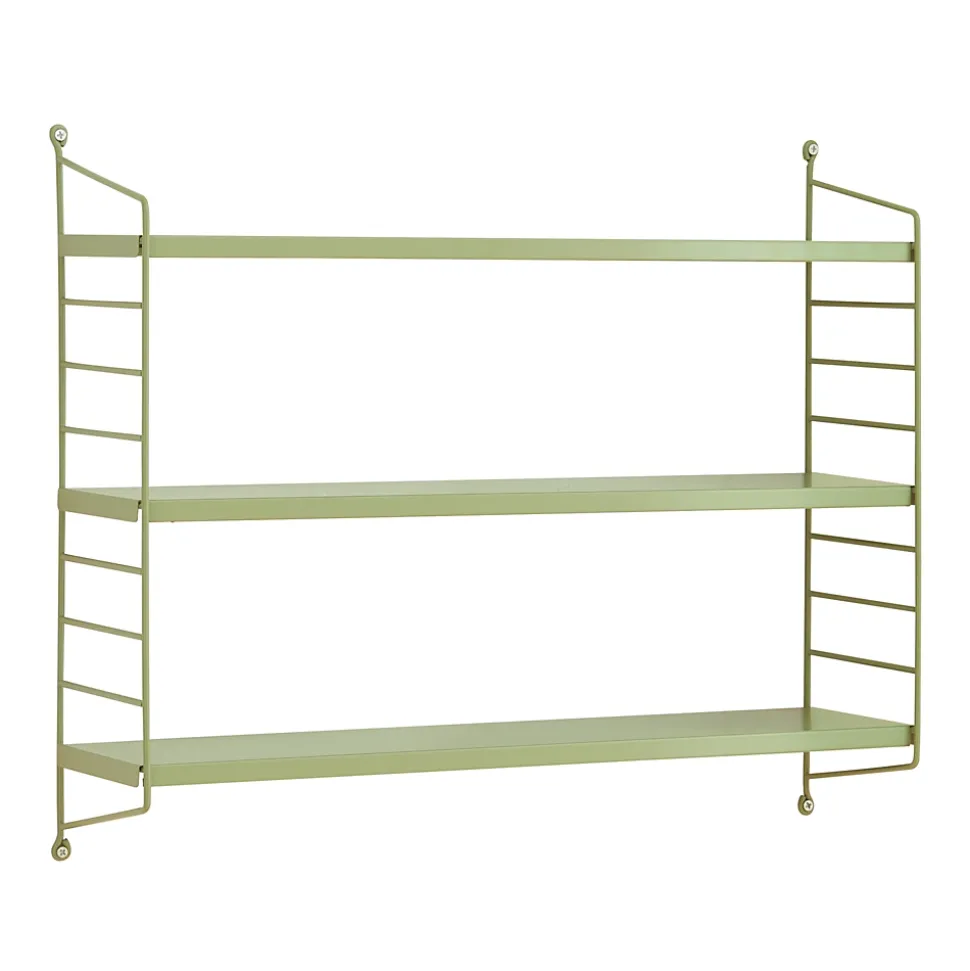 Lot de 2 étagères murales Strängnäs acier 50 x 60 x 15 cm olive en.casa