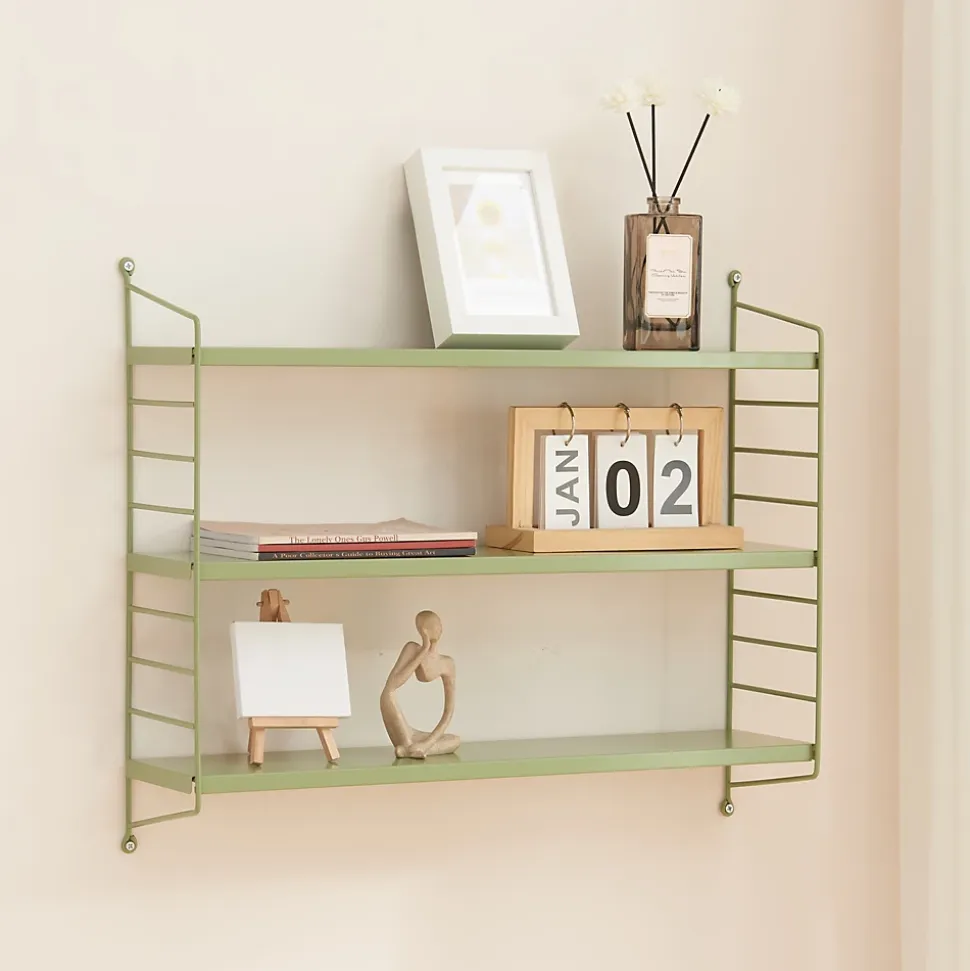 Lot de 2 étagères murales Strängnäs acier 50 x 60 x 15 cm olive en.casa