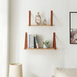 Lot de 2 étagères murales Utsira de tailles différentes marron effet chêne en.casa