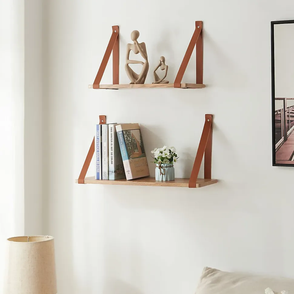 Lot de 2 étagères murales Utsira de tailles différentes marron effet chêne en.casa