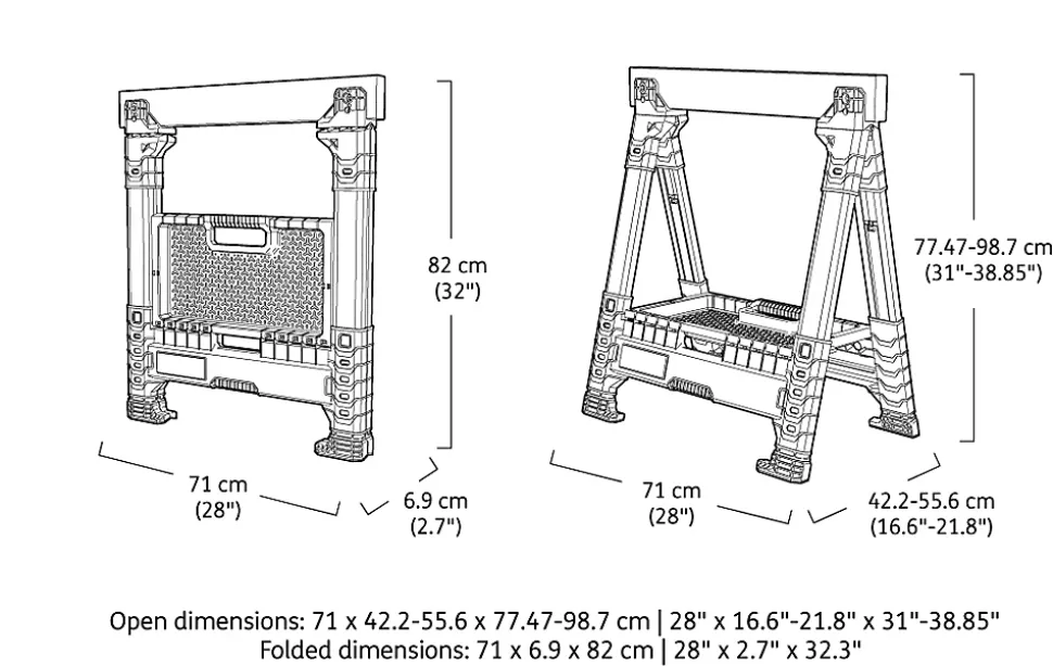 Lot de 2 tréteaux ajustables Lumberjack pour bricolage - KETER