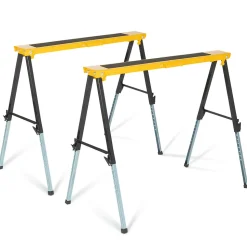 Lot de 2 tréteaux télescopiques pliables large plateau antiglisse