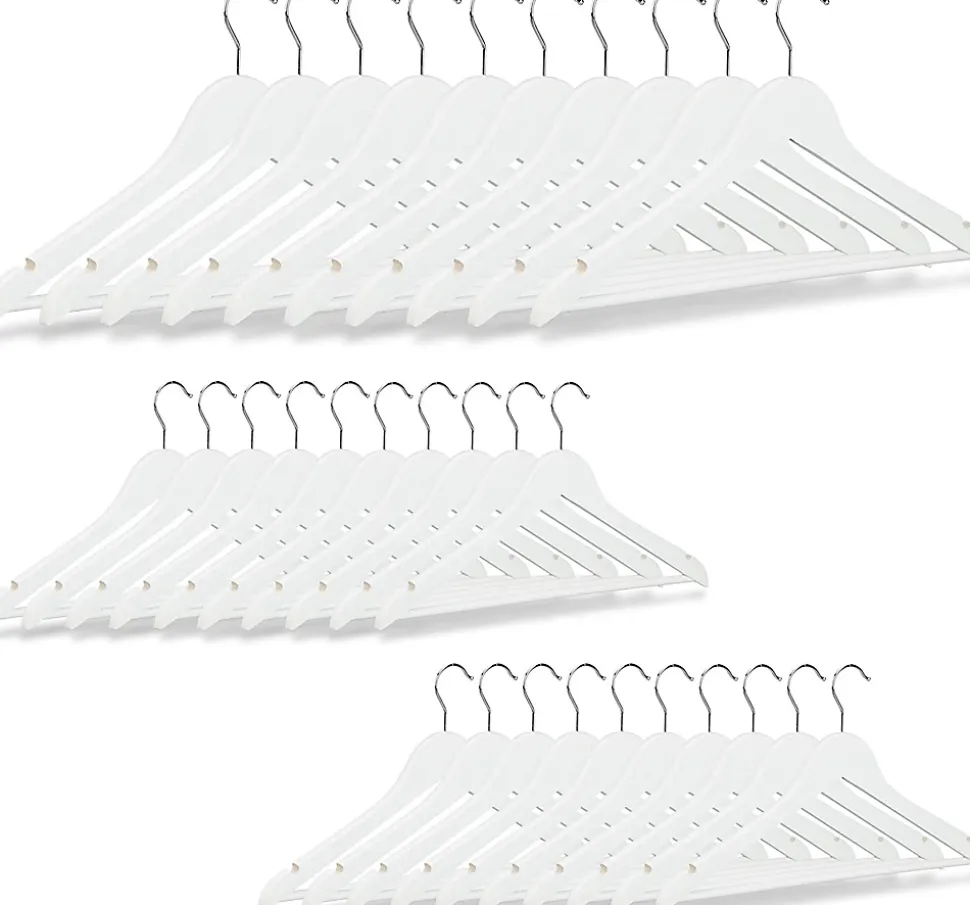 Lot de de 30 cintres avec bois blanc Helloshop26