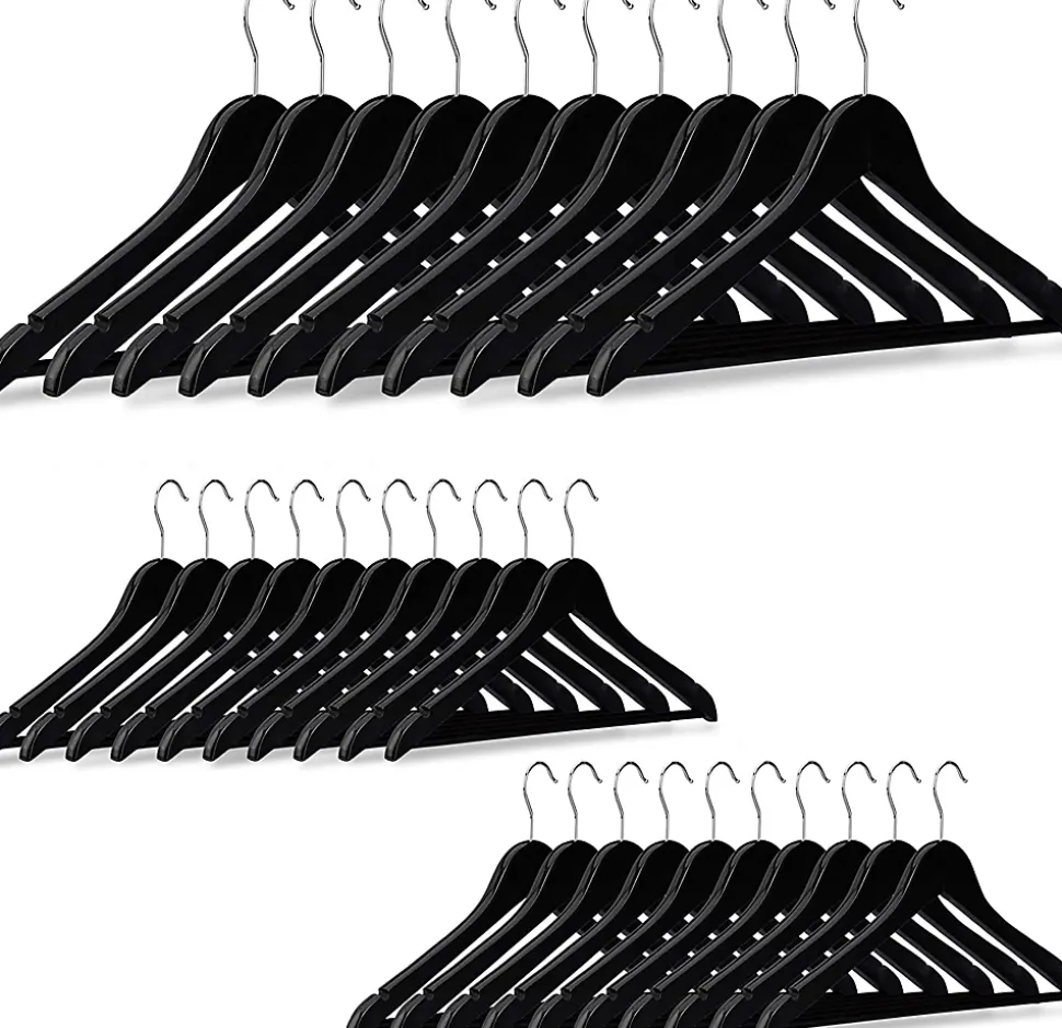 Lot de de 30 cintres avec bois noir Helloshop26