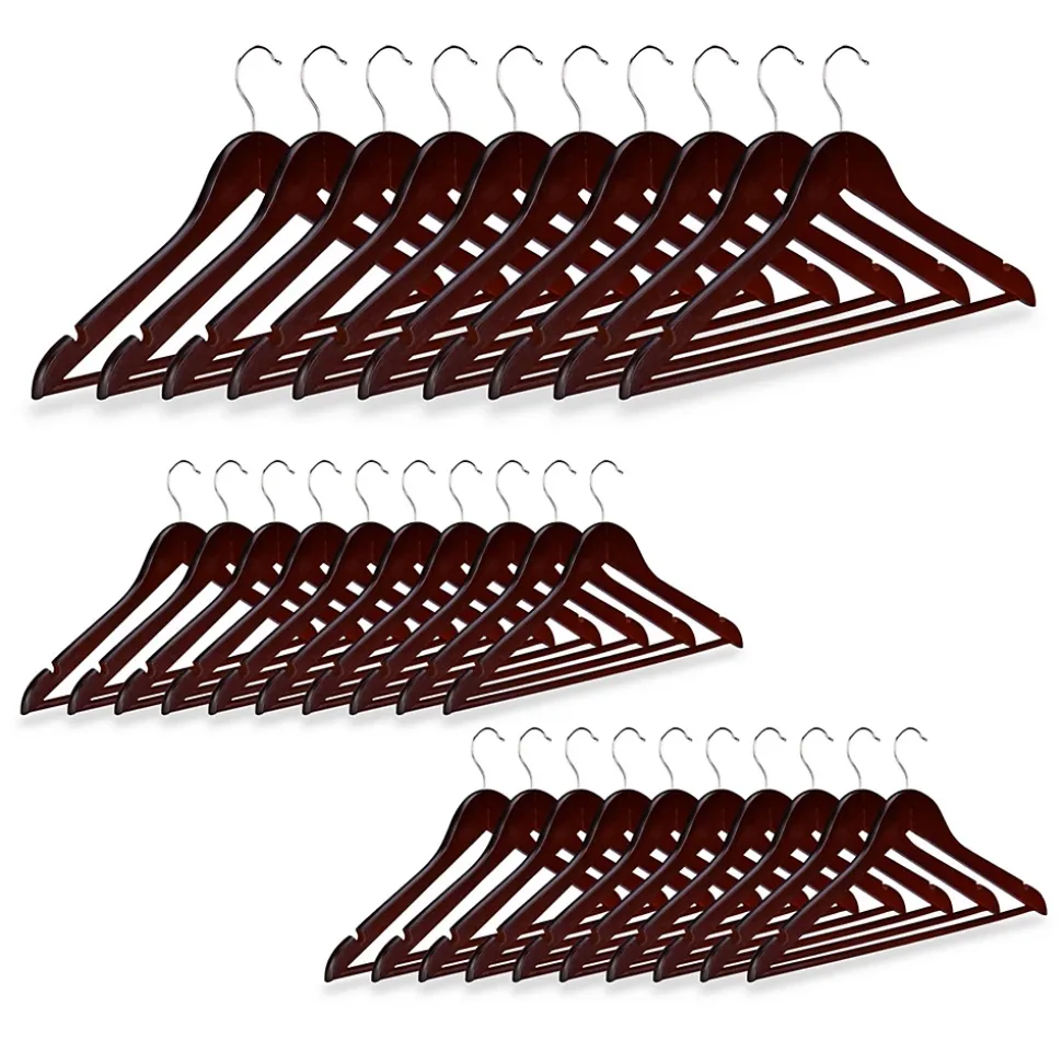 Lot de de 30 cintres avec bois marron Helloshop26