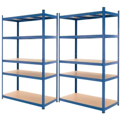 Lot 2x Etagere de Rangement - 200x100x50 cm - Capacite max. 875 kg 5 Tablettes MDF