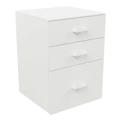 Lyra - Commode pour imprimante 3 tiroirs, meuble de bureau sur roulettes en MDF blanc