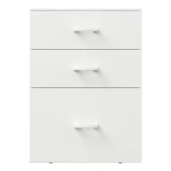 Lyra - Commode pour imprimante 3 tiroirs, meuble de bureau sur roulettes en MDF blanc