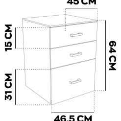 Lyra - Commode pour imprimante 3 tiroirs, meuble de bureau sur roulettes en MDF blanc
